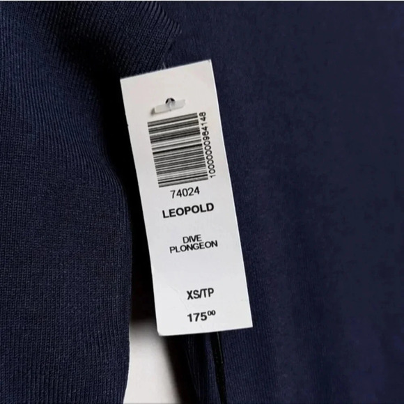 NWT BABATON Leopold Dress Maxi Mock Neck Dive Blue Grey Slit XS Aritzia - Picture 13 of 13
